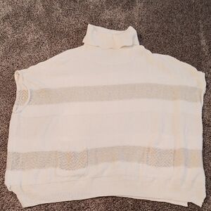 Soft Surroundings Cream and Tan Turtleneck Sweater